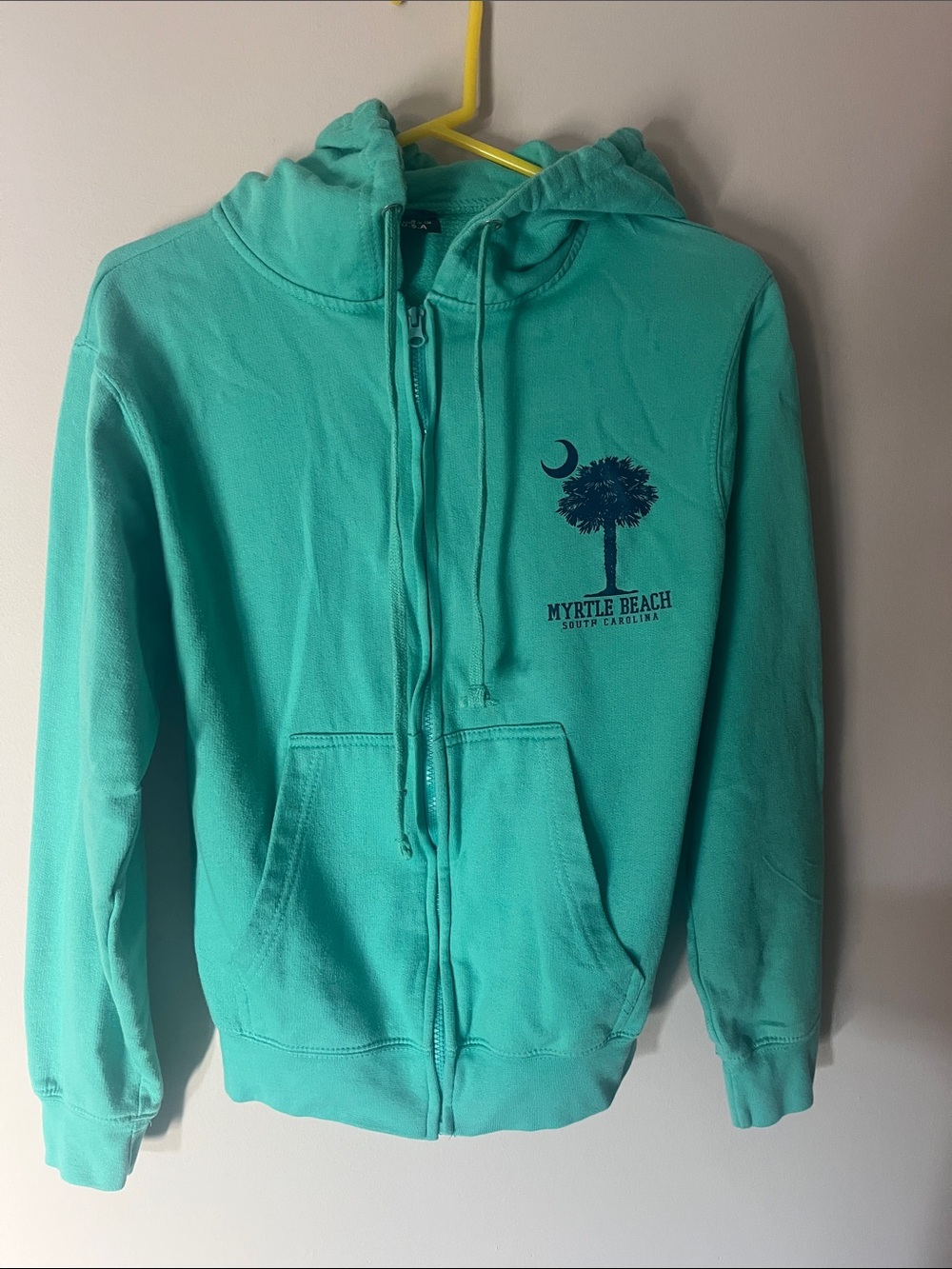 Myrtle Beach Palm Zip-Up Hoodie in Teal